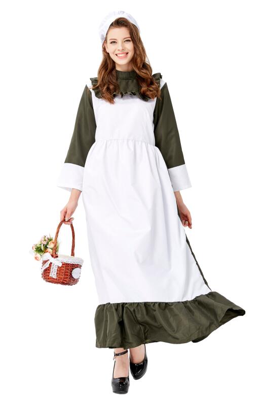 F1935 Traditional Housemaid Long Dress Adult Cosplay Party Costume